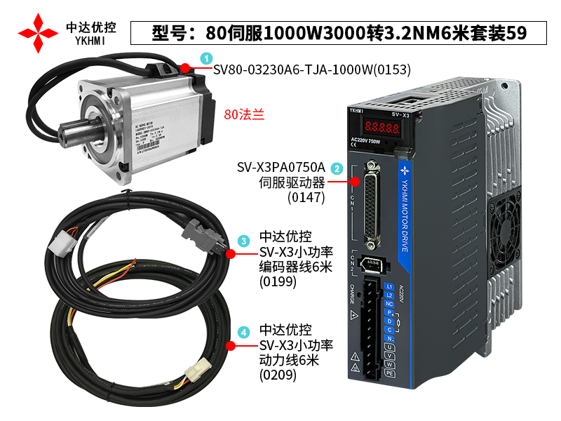 80伺服1000W3000转3.2NM6米套装59