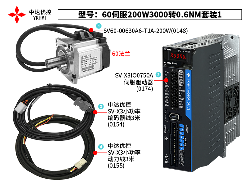 60伺服200W3000转0.6NM套装1(0174)