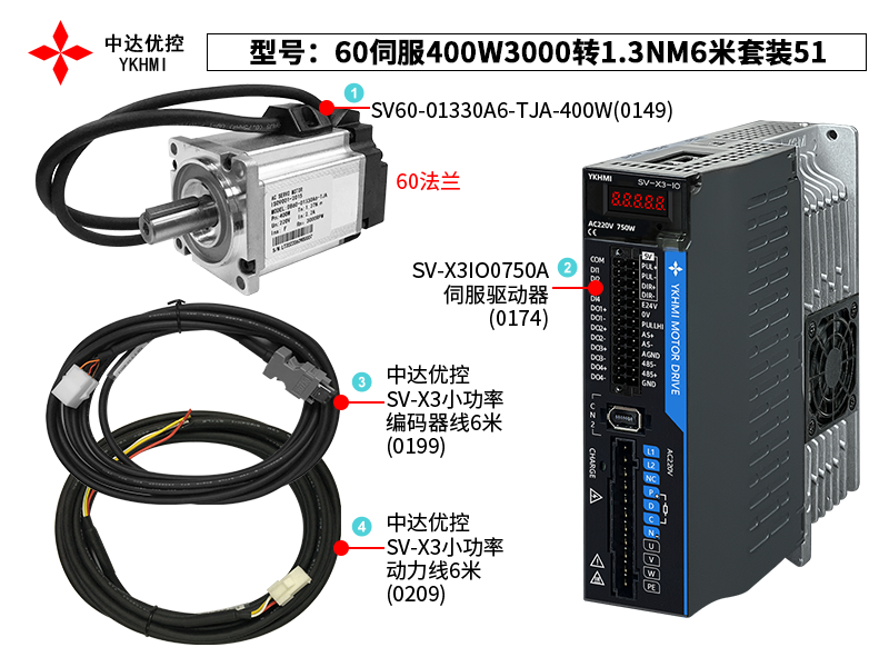 60伺服400W3000转1.3NM6米套装51(0174)