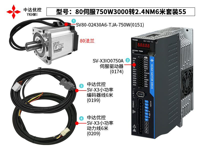 80伺服750W3000转2.4NM6米套装55(0174)