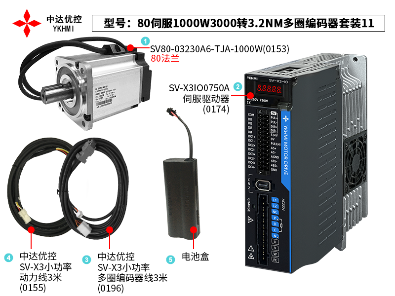 80伺服1000W3000转3.2NM多圈编码器套装11(0174)